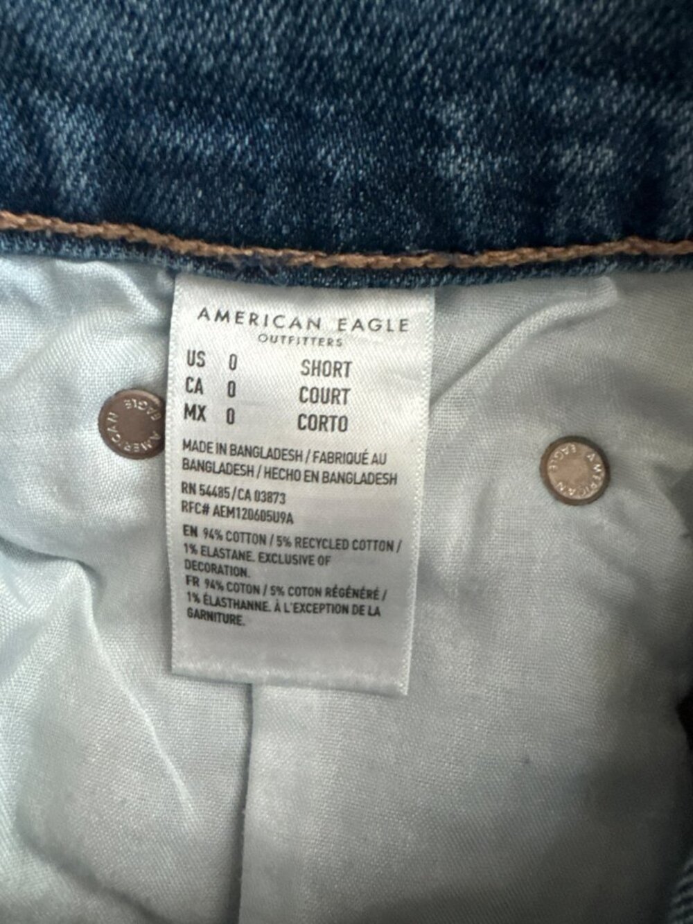 American Eagle 90s Straight Jeans 0 Short Womens Medium Wash Sustainable Retro - Picture 3 of 5